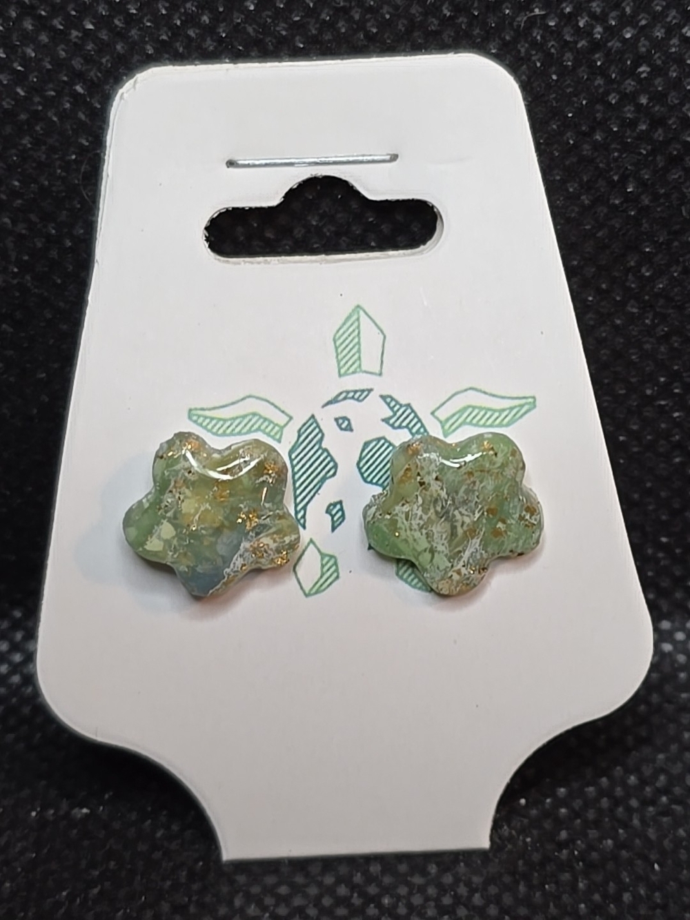 Green Floral Resin Star Stud Earrings